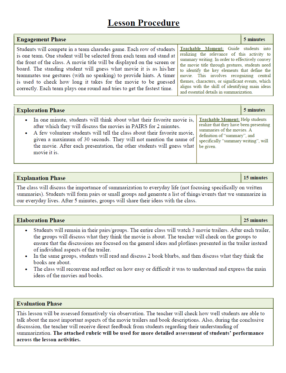 Summary Writing Lesson Plans | CSEC English A