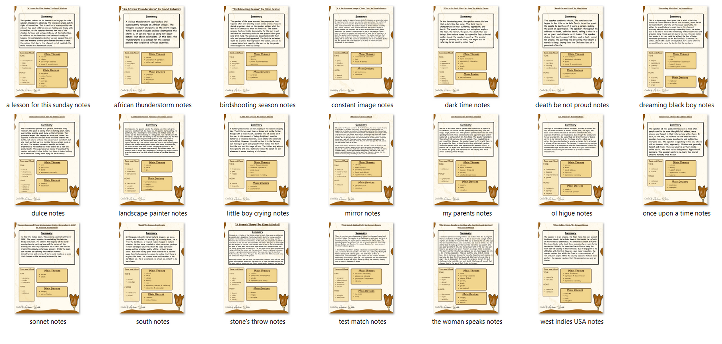 One-Page Poetry Analyses (PDF + PNG) | English B