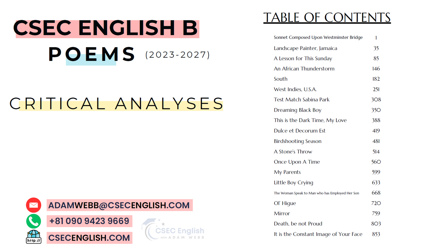 Comprehensive Poetry Analysis Collection for CSEC English B (2023-2027)