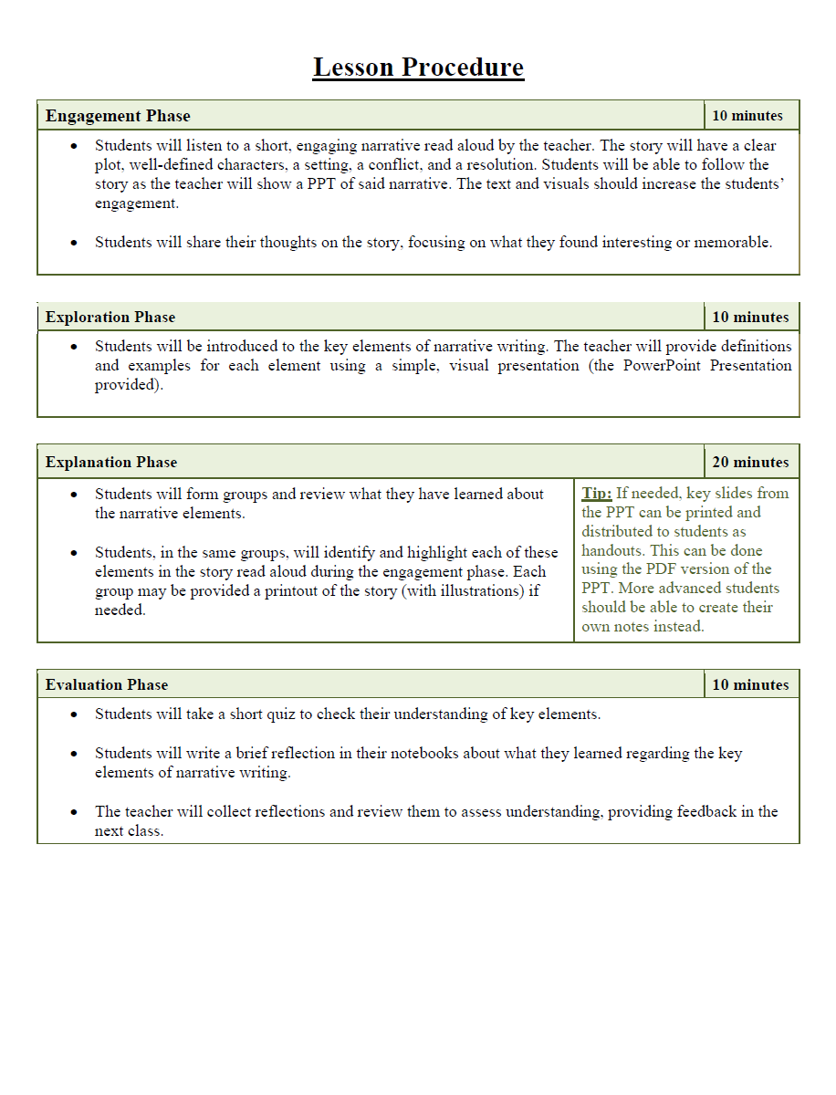 Narrative Writing Lesson Plans | CSEC English A