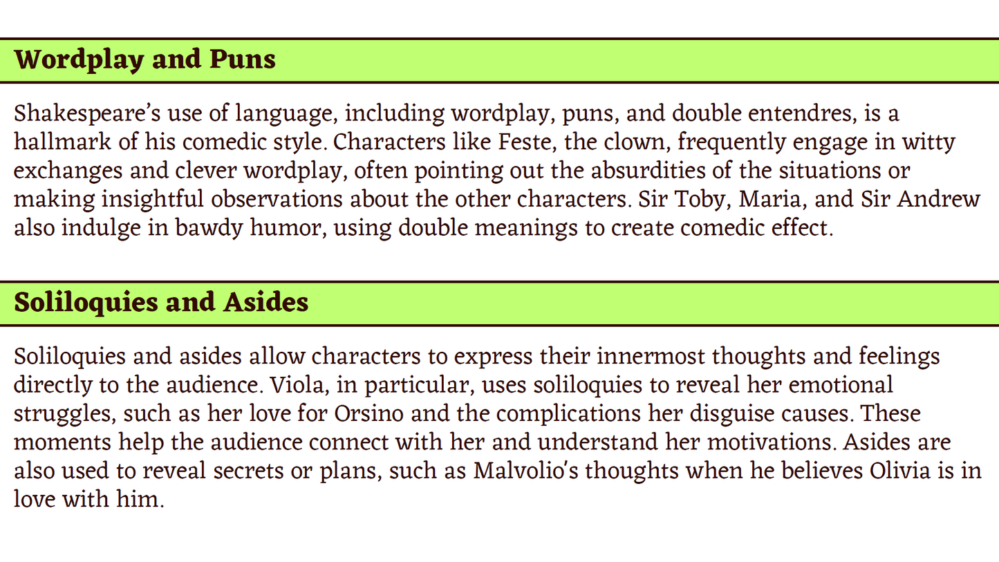 Twelfth Night Analysis (PDF + PPT) | CSEC English B